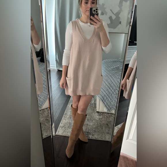 Cream Knit Sweater Sleeveless Vest Dress - Picture 5 of 13